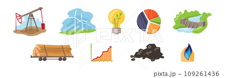 Natural Resources Industrial Extraction Item and Element Vector Set Natural Resources Industrial Extraction Item and Element Vector Set 109261436