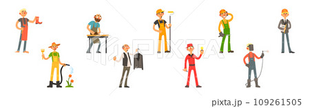 Funny Man Character Engaged in Different Occupation Vector Set Funny Man Character Engaged in Different Occupation Vector Set 109261505