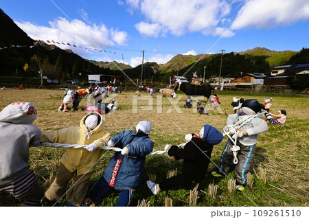 天高く肥ゆる秋、十一月の九州、中津、耶馬渓、猿飛千壺峡をさんぽ、秋空に渓谷が映える 109261510