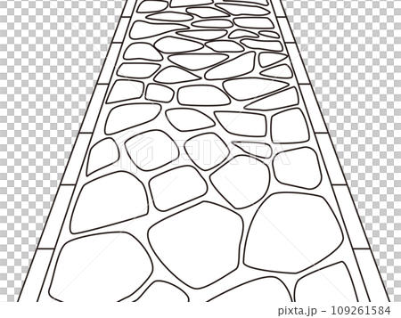Monochrome cobblestone line drawing 109261584