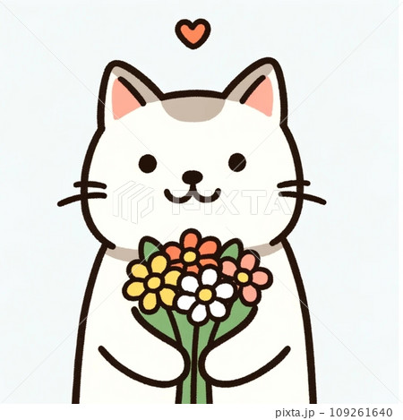 花束を持った猫　AI画像 109261640