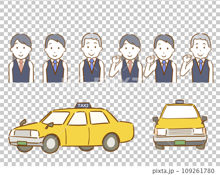 タクシーと運転手　カットイラスト 109261780