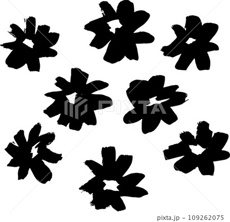 Grunge Dry Brush Flowers Set. 109262075