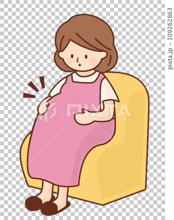 一位驚訝的孕婦感受到胎動的插圖 一位驚訝的孕婦感受到胎動的插圖 109262863