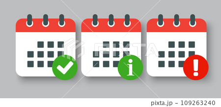 Icon calendar - popup message check, info, error 109263240