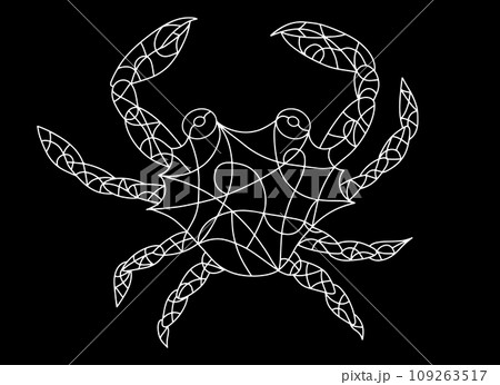 Black and White Crab Stained Glass Mosaic Tiles. Black and White Crab Stained Glass Mosaic Tiles. 109263517