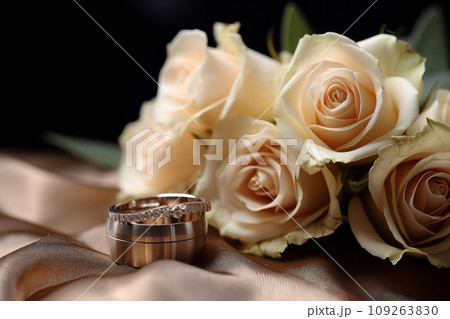 Wedding bouquet and rings 109263830