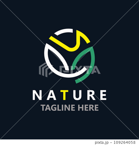 Letter N with green leaf nature logo design, organic landscape design garden vector 109264058