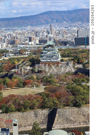 十一月の大阪、紅葉の大阪城公園、秋空の大阪城を望む、オオサカビジネスパーク、新しいホテル 十一月の大阪、紅葉の大阪城公園、秋空の大阪城を望む、オオサカビジネスパーク、新しいホテル 109264265