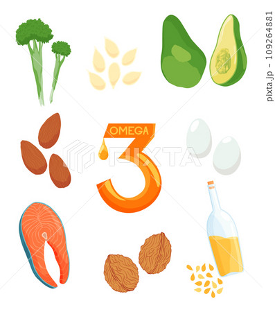 Infographics Foods with the highest content of Omega-3. Healthy heart and cardiovascular system. Healthy lifestyle. Balanced diet. Basics of healthy nutrition. Illustrative scheme Infographics Foods with the highest content of Omega-3. Healthy heart and cardiovascular system. Healthy lifestyle. Balanced diet. Basics of healthy nutrition. Illustrative scheme 109264881