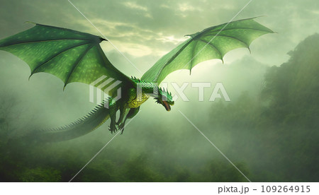 空を飛ぶ緑の龍 空を飛ぶ緑の龍 109264915