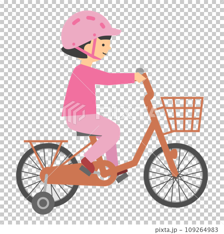 ヘルメットを被って自転車に乗る女の子 ヘルメットを被って自転車に乗る女の子 109264983