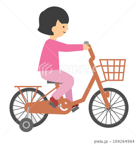 ヘルメットをかぶらず自転車にのる女の子 ヘルメットをかぶらず自転車にのる女の子 109264984