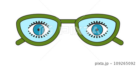 Groovy sunglasses. Collection of hippie sunglasses in trendy groovy style. 109265092