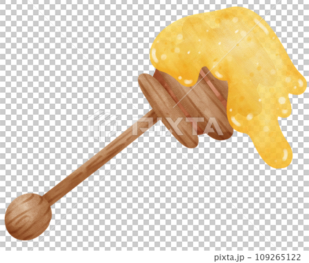wood stick with honey watercolor 109265122