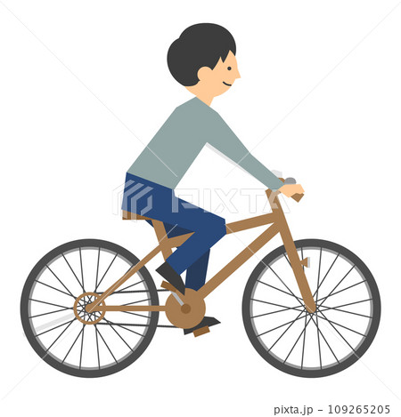 ヘルメットをかぶらず自転車にのる男性のイラスト ヘルメットをかぶらず自転車にのる男性のイラスト 109265205