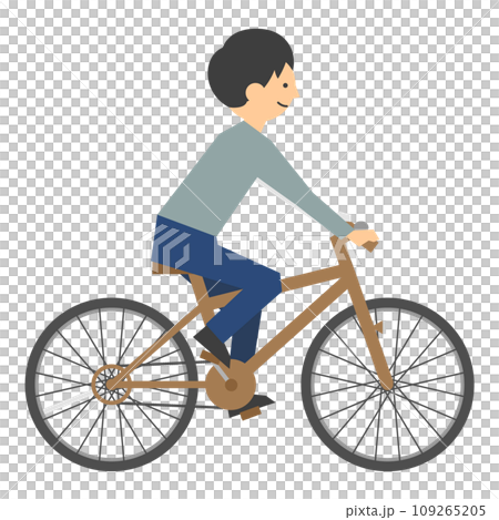 ヘルメットをかぶらず自転車にのる男性のイラスト ヘルメットをかぶらず自転車にのる男性のイラスト 109265205