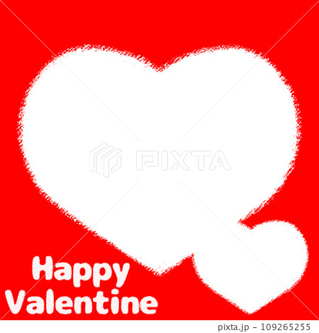 バレンタインデーのハートフォトフレーム クレヨンタッチイラスト【1:1】 109265255