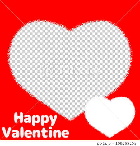 バレンタインデーのハートフォトフレーム クレヨンタッチイラスト【1:1】 109265255