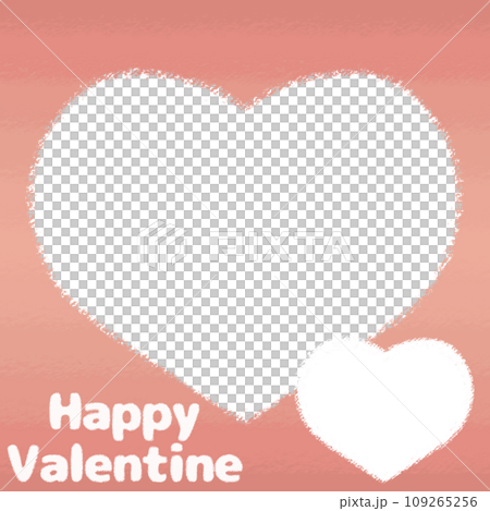 バレンタインデーのハートフォトフレーム クレヨンタッチイラスト【1:1】 109265256