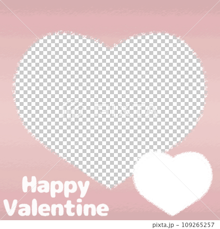 バレンタインデーのハートフォトフレーム クレヨンタッチイラスト【1:1】 109265257