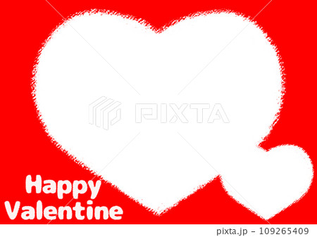 バレンタインデーのハートフォトフレーム クレヨンタッチイラスト【A4・横】 109265409