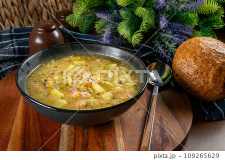 Polish barley soup. 109265629