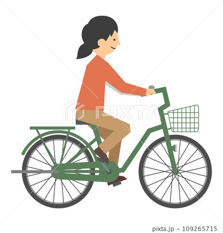 ヘルメットをかぶらず自転車にのる女性のイラスト ヘルメットをかぶらず自転車にのる女性のイラスト 109265715