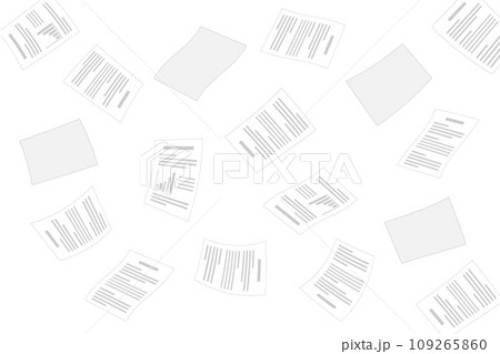 宙を舞う書類。大量の資料との戦いを表すビジネスイラスト。 109265860
