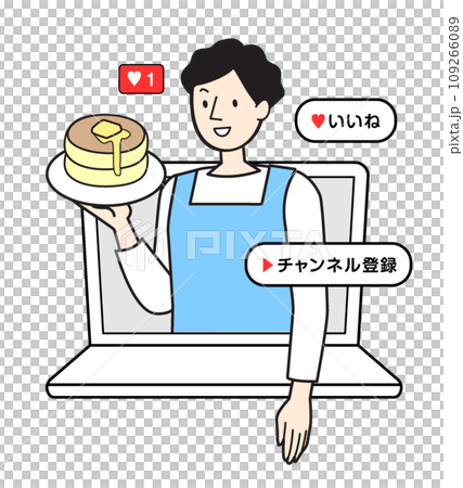 Simple person illustration male YouTuber cooking Simple person illustration male YouTuber cooking 109266089