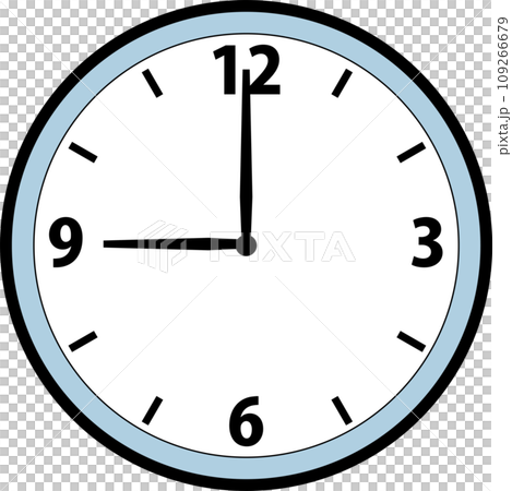 Simple icon illustration of a 9 o'clock hand clock 109266679