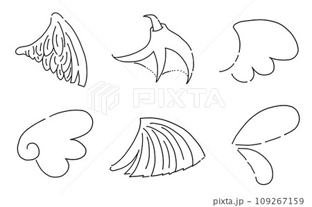 ゆるめシンプル羽セット　線画 109267159