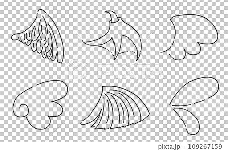 ゆるめシンプル羽セット　線画 109267159