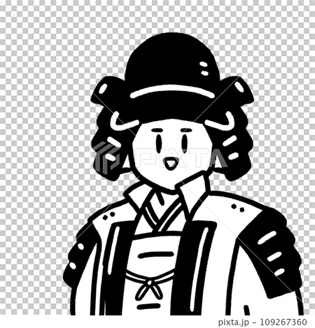 穿著盔甲的武士簡單插畫素材_samurai 109267360