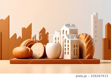 パンでできた美味しい街づくり パンでできた美味しい街づくり 109267415