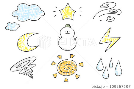 ゆるめシンプル天気セット カラー ゆるめシンプル天気セット カラー 109267507