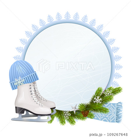 Vector Figure Skating Round Board 109267648