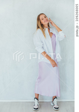 Portrait of a beautiful blonde woman in a dress 109268005