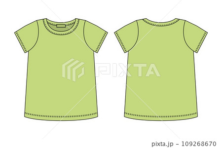 Blank t shirt technical sketch. Green color. 109268670