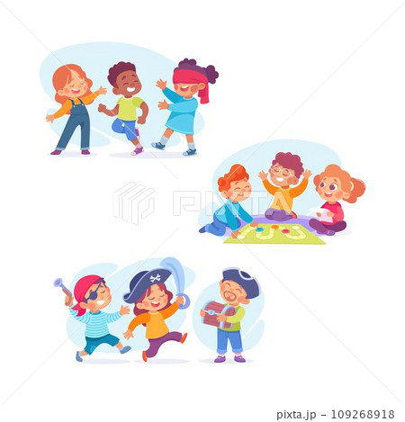 Cute Kids Playing Game and Have Fun Vector Set 109268918