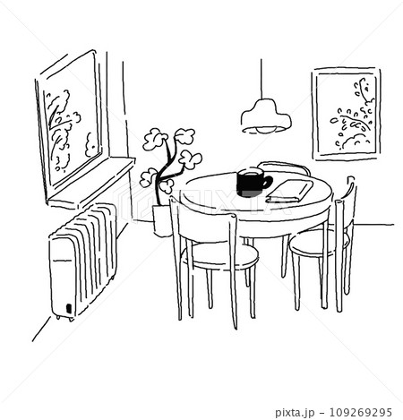 オシャレな家の全身線画ベクターイラスト オシャレな家の全身線画ベクターイラスト 109269295