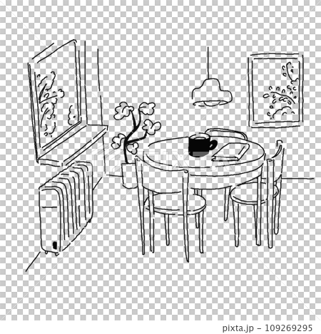 オシャレな家の全身線画ベクターイラスト オシャレな家の全身線画ベクターイラスト 109269295