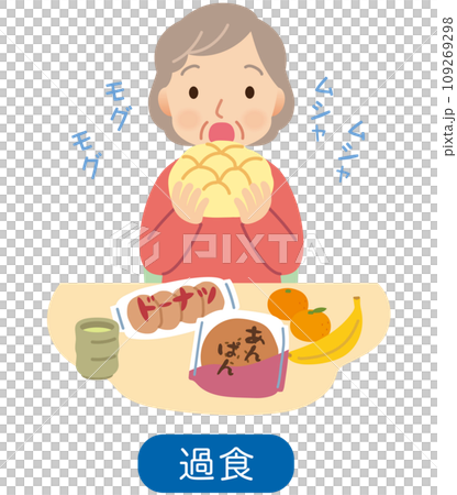 Senior woman who overeats, nursing care, dementia 109269298