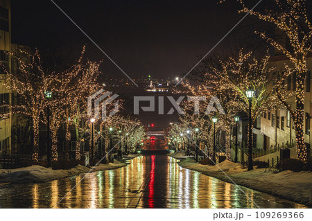 夜の八幡坂とイルミネーション　北海道函館市 109269366