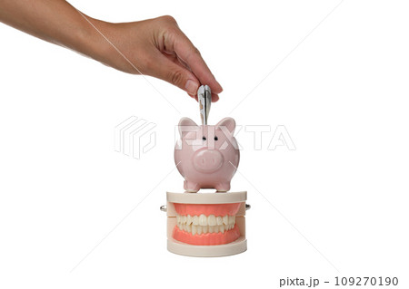 PNG, Jaw, piggy bank with bill and hand, isolated on white background PNG, Jaw, piggy bank with bill and hand, isolated on white background 109270190