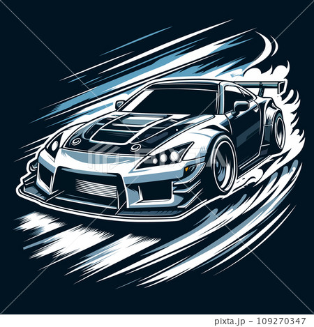 Sport car Drifting turn. Vector illustrationのイラスト素材