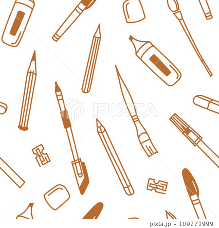 Vector set of pens, pencils, paintbrushes and other 109271999