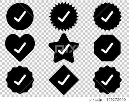 チェックマークのアイコン9種セット　モノトーン 109272000