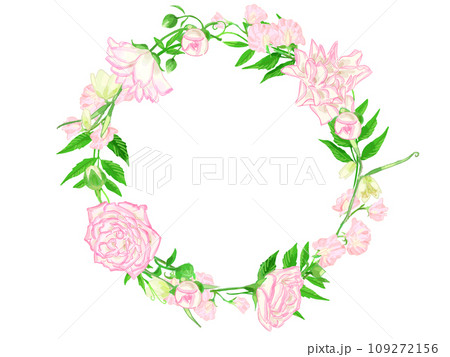 ピンクのバラのリース 109272156