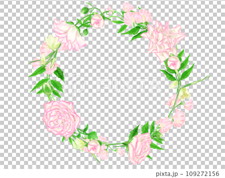 ピンクのバラのリース 109272156